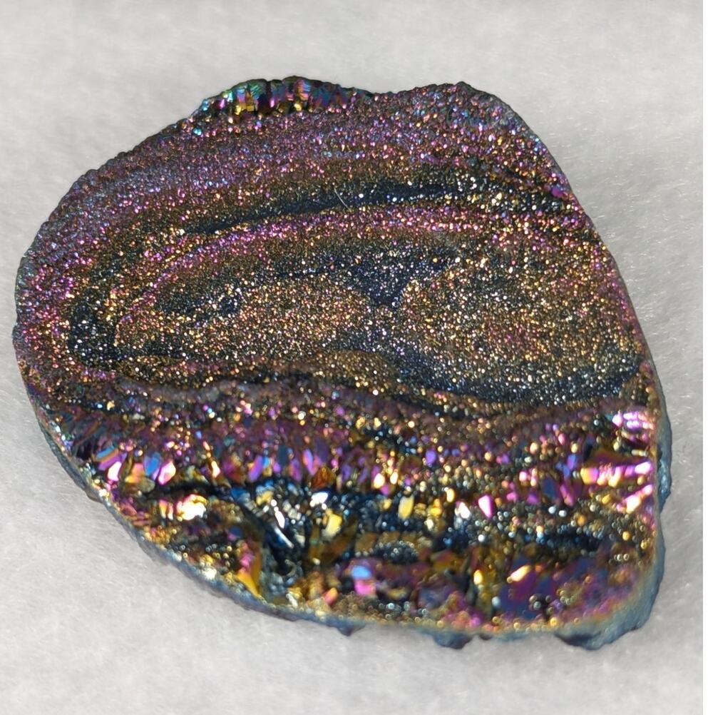 Titanium Aura Rainbow crystal druzy quartz pink/blueHole teardrop 48mm x35mm NWT
